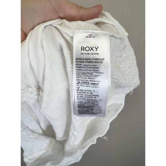 Roxy White Ruched Front Tie Detail Short Sleeve Off Shoulder Blouse Size XXL - Picture 8 of 13